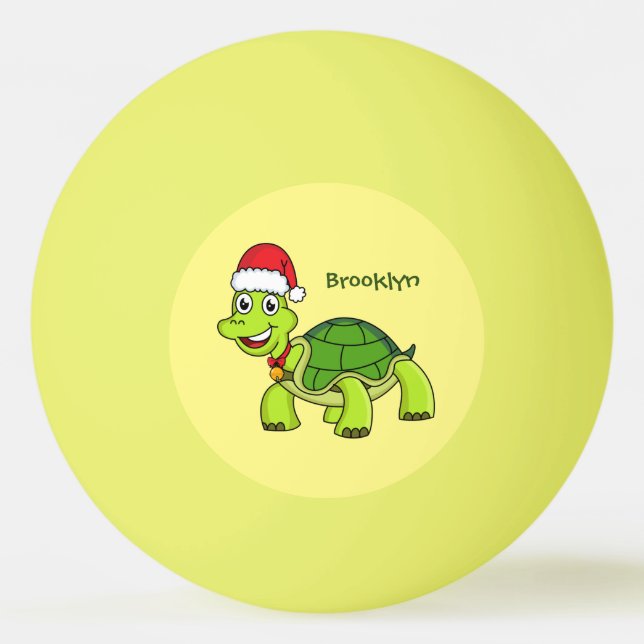Niedliche glückliche Schildkröte mit Weihnachtsman Tischtennisball (Vorderseite)