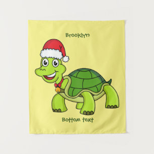 Niedliche glückliche Schildkröte mit Weihnachtsman Wandteppich