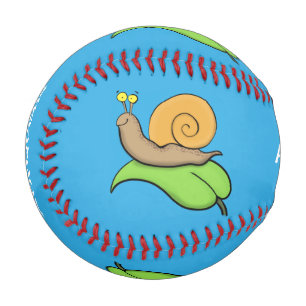 Niedliche, glückliche Schnecke auf einer Cartoon-I Baseball
