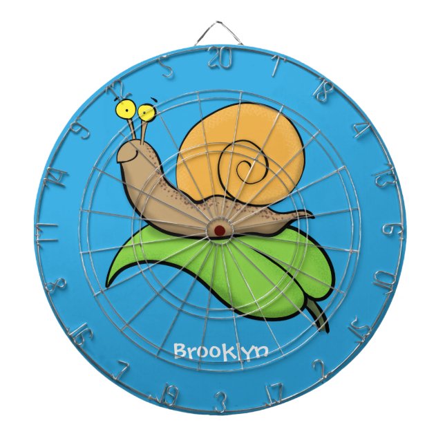 Niedliche, glückliche Schnecke auf einer Cartoon-I Dartscheibe (vorne)