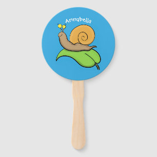Niedliche, glückliche Schnecke auf einer Cartoon-I Fächer