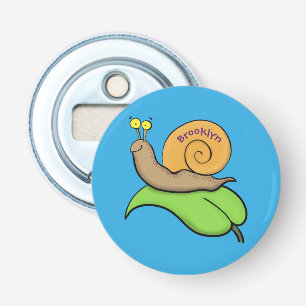 Niedliche, glückliche Schnecke auf einer Cartoon-I Flaschenöffner