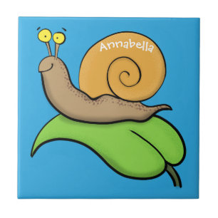 Niedliche, glückliche Schnecke auf einer Cartoon-I Fliese