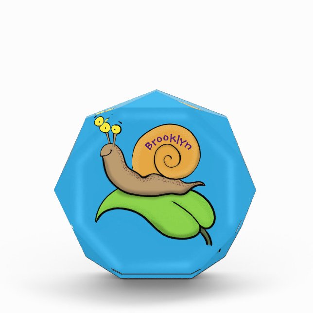 Niedliche, glückliche Schnecke auf einer Cartoon-I Fotoblock (Vorderseite)
