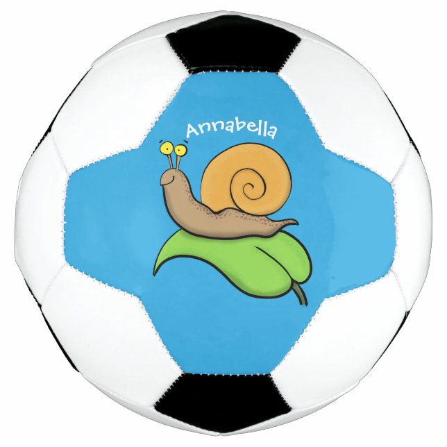Niedliche, glückliche Schnecke auf einer Cartoon-I Fußball (Vorderseite)