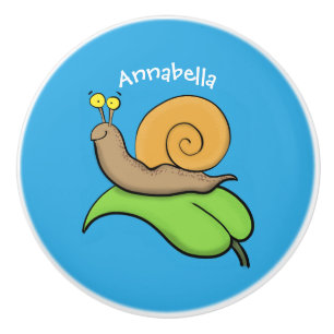 Niedliche, glückliche Schnecke auf einer Cartoon-I Keramikknauf