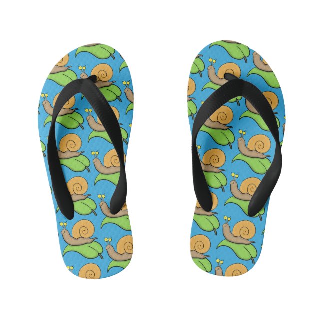 Niedliche, glückliche Schnecke auf einer Cartoon-I Kinderbadesandalen (Fußbett)