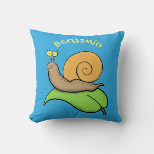 Niedliche, glückliche Schnecke auf einer Cartoon-I Kissen