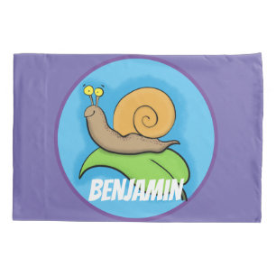 Niedliche, glückliche Schnecke auf einer Cartoon-I Kissenbezug