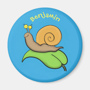 Niedliche, glückliche Schnecke auf einer Cartoon-I Magnet