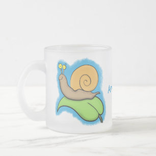 Niedliche, glückliche Schnecke auf einer Cartoon-I Mattglastasse