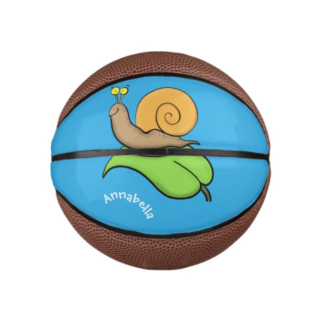 Niedliche, glückliche Schnecke auf einer Cartoon-I Mini Basketball (Vorderseite)