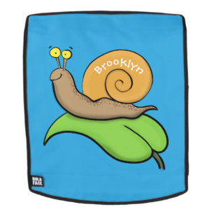 Niedliche, glückliche Schnecke auf einer Cartoon-I Rucksack