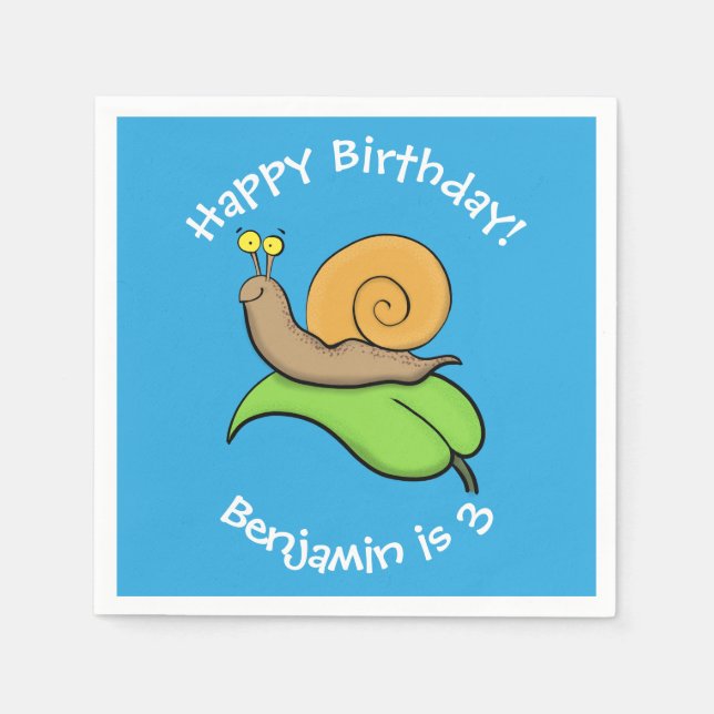 Niedliche, glückliche Schnecke auf einer Cartoon-I Serviette (Vorderseite)