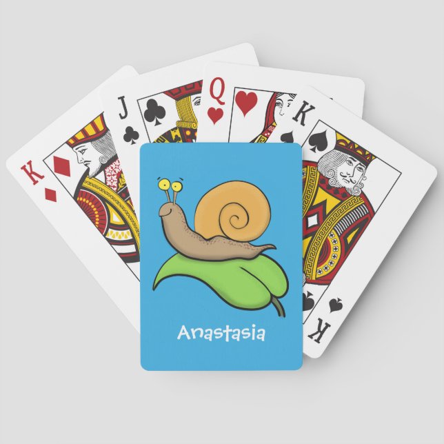 Niedliche, glückliche Schnecke auf einer Cartoon-I Spielkarten (Rückseite)