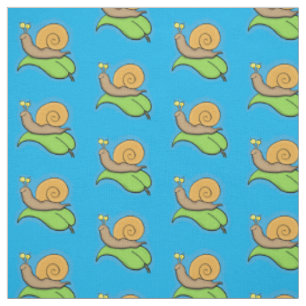Niedliche, glückliche Schnecke auf einer Cartoon-I Stoff