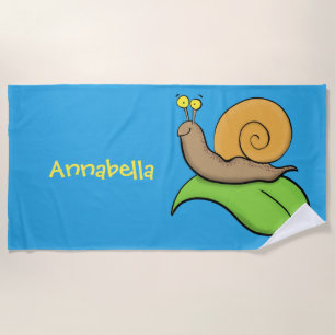 Niedliche, glückliche Schnecke auf einer Cartoon-I Strandtuch