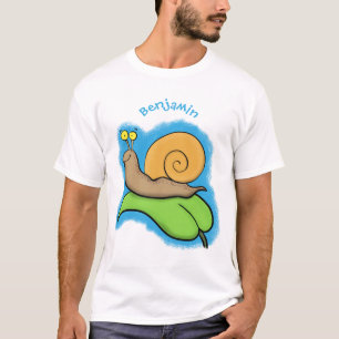 Niedliche, glückliche Schnecke auf einer Cartoon-I T-Shirt