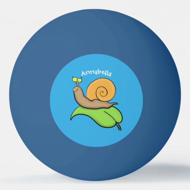 Niedliche, glückliche Schnecke auf einer Cartoon-I Tischtennisball (Vorderseite)