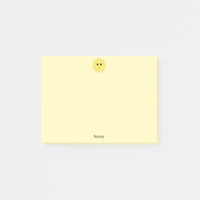 Niedliche glückliche Sonne auf gelbem Hintergrund Post-it Klebezettel (Vorderseite)