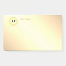 Niedliche glückliche Sonne auf goldenem Farbverlau Post-it Klebezettel