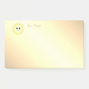 Niedliche glückliche Sonne auf goldenem Glanz Post-it Klebezettel