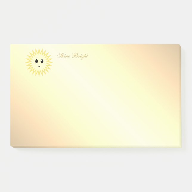 Niedliche glückliche Sonne auf goldenem Glanz Post-it Klebezettel (Vorderseite)