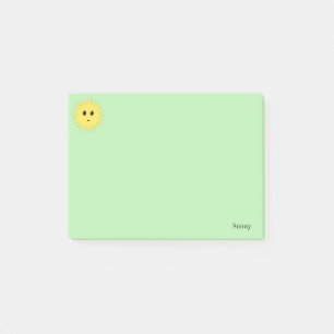 Niedliche glückliche Sonne auf hellgrünem Hintergr Post-it Klebezettel