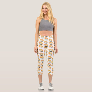 Niedliche glückliche Sonnenblumen lächelnd Cartoon Capri Leggings