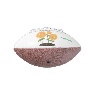 Niedliche glückliche Sonnenblumen lächelnd Cartoon Football