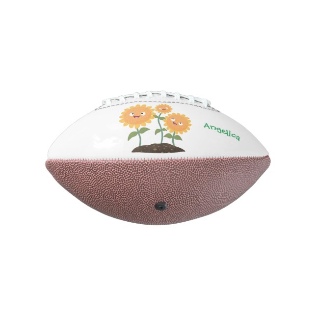 Niedliche glückliche Sonnenblumen lächelnd Cartoon Football (Gedreht 270)