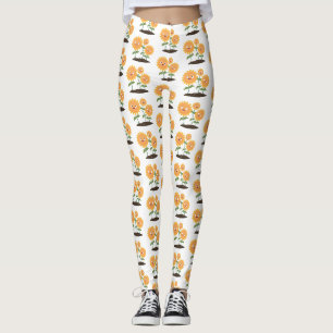 Niedliche glückliche Sonnenblumen lächelnd Cartoon Leggings