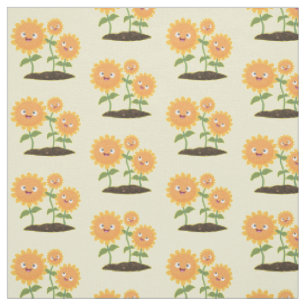 Niedliche glückliche Sonnenblumen lächelnd Cartoon Stoff