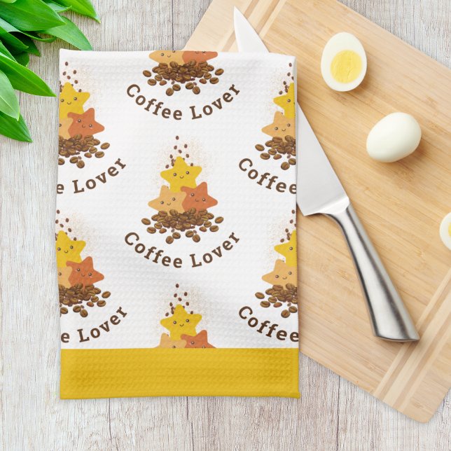 Niedliche glückliche Wasserfarbenstars und Kaffeeb Geschirrtuch (Von Creator hochgeladen)