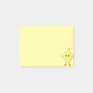 Niedliche glückliche Zitrone auf Gelb Post-it Klebezettel