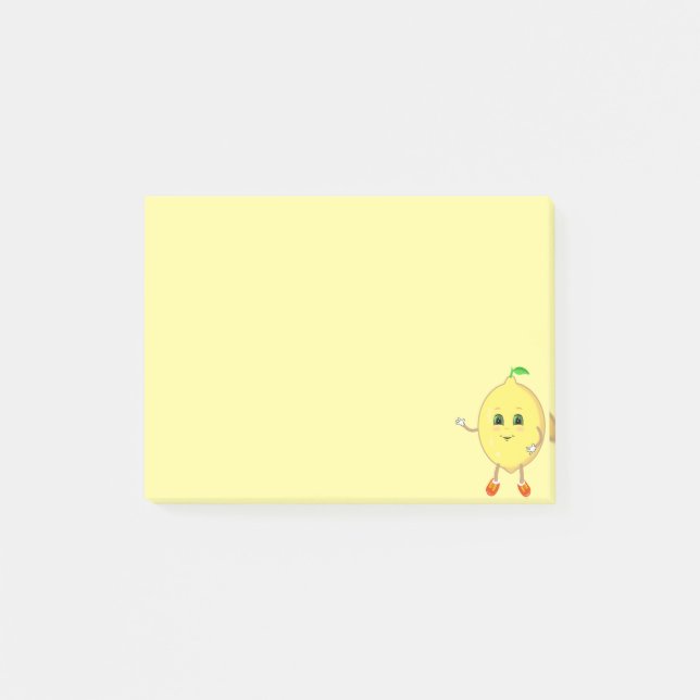 Niedliche glückliche Zitrone auf Gelb Post-it Klebezettel (Vorderseite)