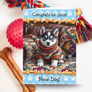 Niedliche Glückwunsch auf Ihrem Husky Puppy Dog Karte