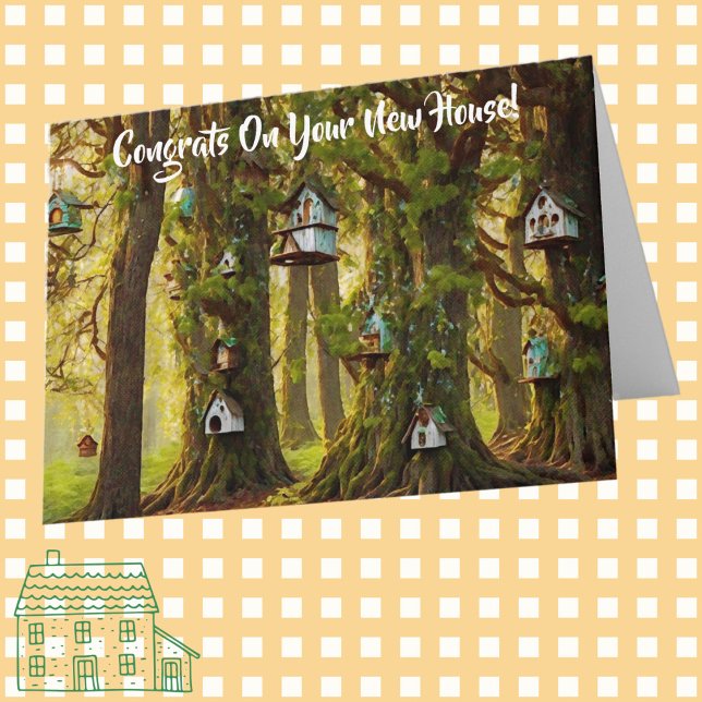 Niedliche Glückwunsch New House Moving Card Birdho Karte (New house, moving congratulations card.)