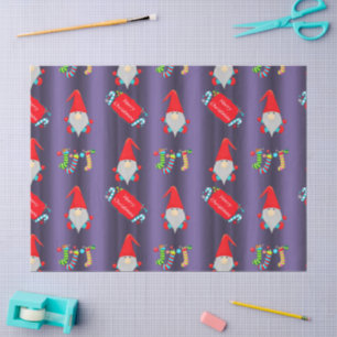 Niedliche Gnome, blaue Weihnachten Seidenpapier
