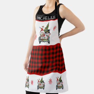 Niedliche Gnome bringen Zuhause zum Weihnachtsbaum Schürze