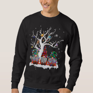 niedliche Gnome Büffel karierte Weihnachtsbaummil Sweatshirt
