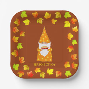 Niedliche Gnome & farbenfrohe Herbstlaub Pappteller