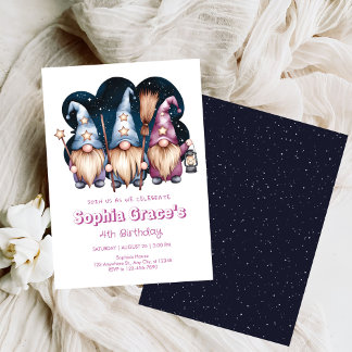 Niedliche Gnome-Freunde in Mitternacht Einladung