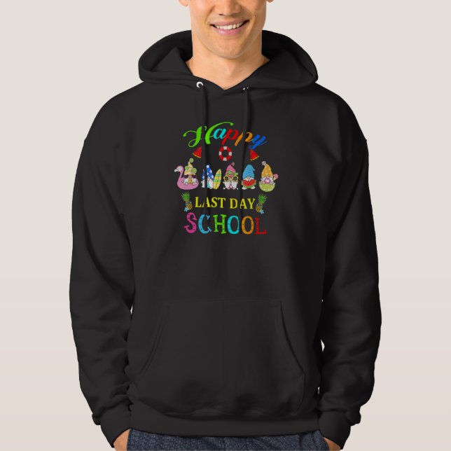 Niedliche Gnome glücklich letzten Tag der Lehrerin Hoodie (Vorderseite)