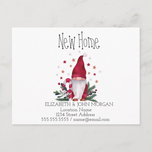 Niedliche Gnome Holidays - Neue Adresse Ankündigungspostkarte (Vorderseite)