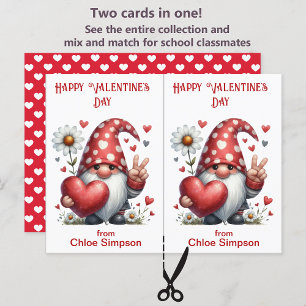 Niedliche Gnome Kid's Valentine Party-Klassenzimme Postkarte