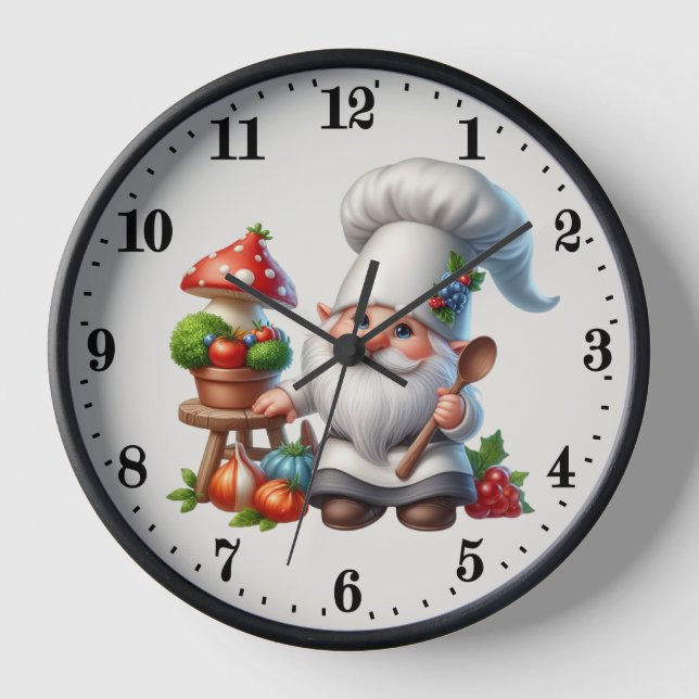 Niedliche Gnome-Koch-Liebhaber Uhr (Vorderseite)