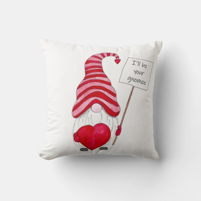 Niedliche Gnome Liebe Valentine Throw Kissen (Vorderseite)