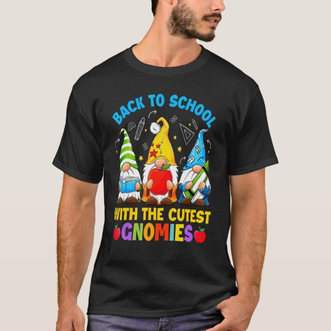 Niedliche Gnome Schüler lernen zurück in die Schul T-Shirt (Vorderseite)