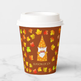Niedliche Gnome und farbenfrohe Herbstlaube auf Br Pappbecher